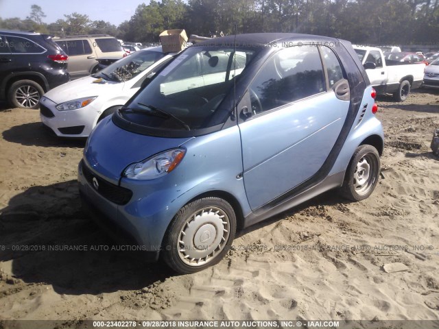 WMEEJ3BA6EK778553 - 2014 SMART FORTWO PURE/PASSION Light Blue photo 2