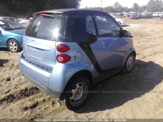 WMEEJ3BA6EK778553 - 2014 SMART FORTWO PURE/PASSION Light Blue photo 4