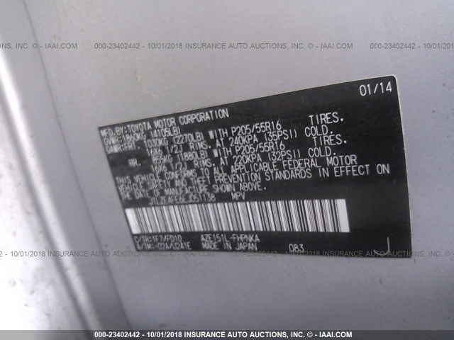 JTLZE4FE6EJ051138 - 2014 TOYOTA SCION XB 银色 照片 9