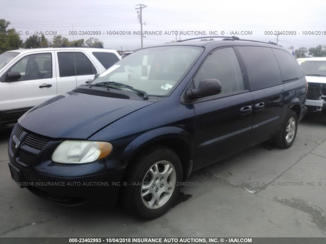 2D4GP74L33R271316 - 2003 DODGE GRAND CARAVAN EX BLUE photo 2