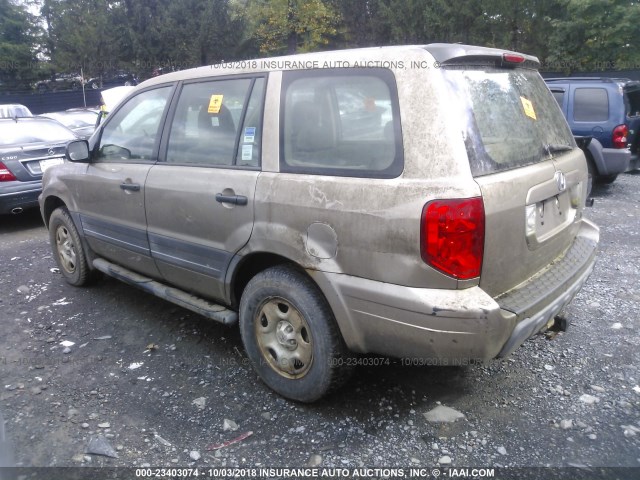 2HKYF18173H526380 - 2003 HONDA PILOT LX BROWN photo 3