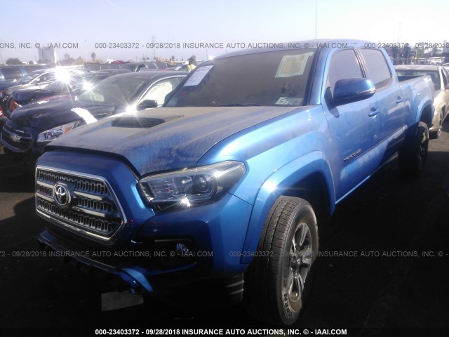 3TMBZ5DN0GM002114 - 2016 TOYOTA TACOMA DOUBLE CAB/SR5/TRD SPORT BLUE photo 2