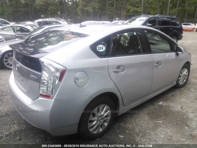 JTDKN3DP1D3036271 - 2013 TOYOTA PRIUS PLUG-IN  SILVER photo 4