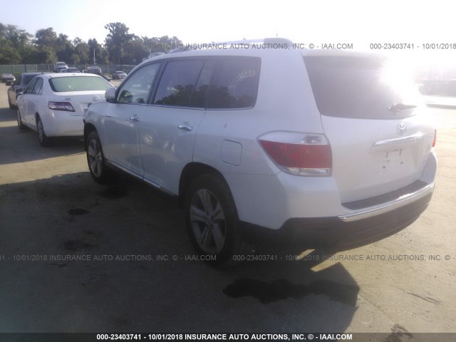 5TDDK3EH7DS201215 - 2013 TOYOTA HIGHLANDER LIMITED WHITE photo 3