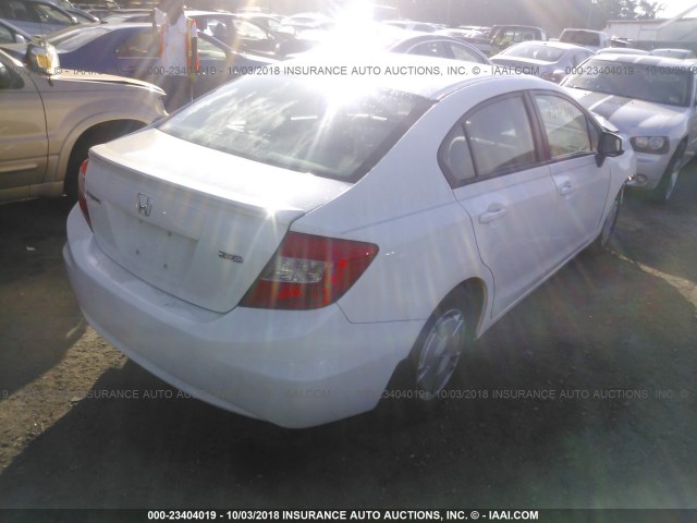 2HGFB2F6XCH319354 - 2012 HONDA CIVIC HF WHITE photo 4