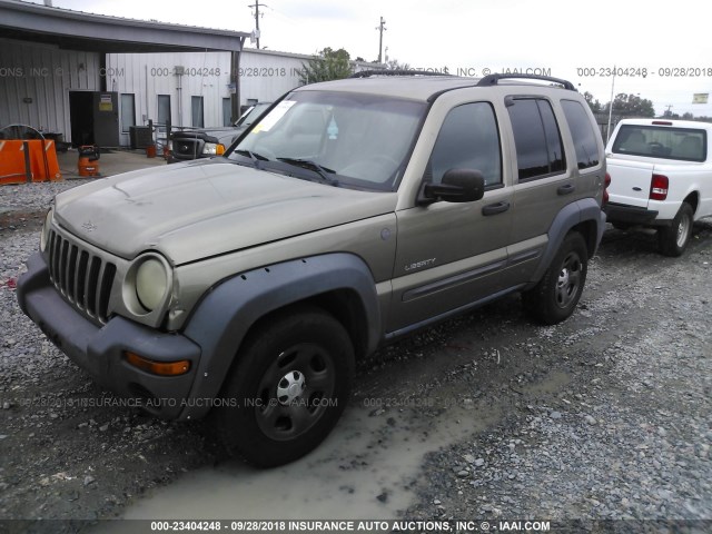 1J4GL48K24W242949 - 2004 JEEP LIBERTY SPORT TAN photo 2