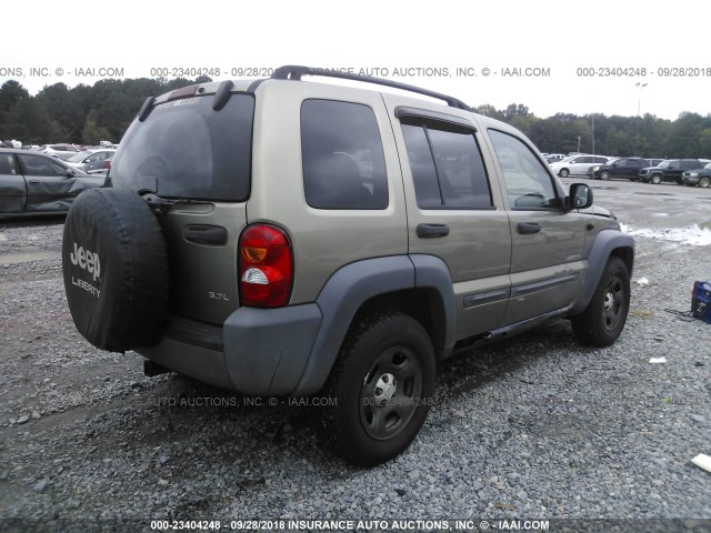 1J4GL48K24W242949 - 2004 JEEP LIBERTY SPORT TAN photo 4