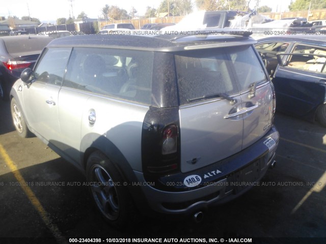 WMWMM33529TP74046 - 2009 MINI COOPER S CLUBMAN SILVER photo 3