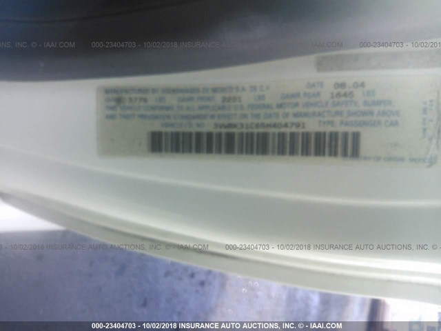 3VWBK31C65M404791 - 2005 VOLKSWAGEN NEW BEETLE GL 白色 照片 9