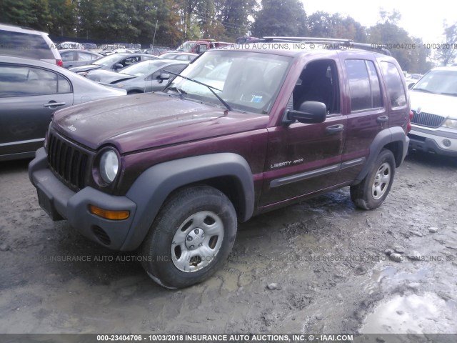 1J4GL48K23W707003 - 2003 JEEP LIBERTY SPORT/FREEDOM BURGUNDY photo 2