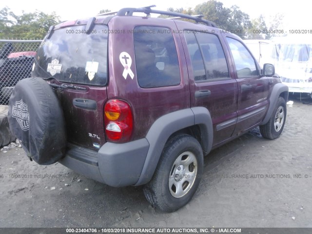 1J4GL48K23W707003 - 2003 JEEP LIBERTY SPORT/FREEDOM ბურგუნდია ფოტო 4