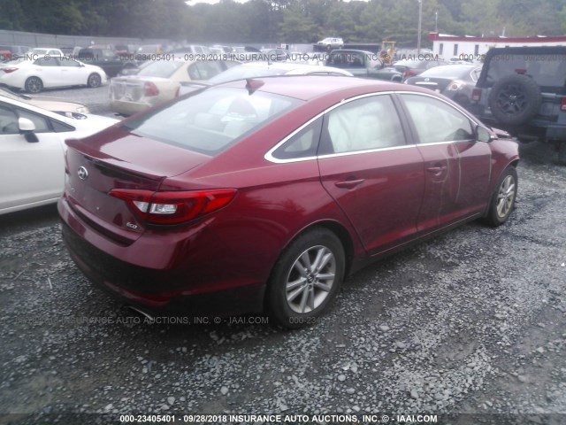 5NPE24AA0FH145680 - 2015 HYUNDAI SONATA ECO RED photo 4