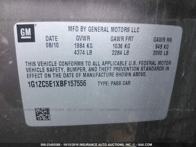 1G1ZC5E1XBF157556 - 2011 CHEVROLET MALIBU 1LT BROWN photo 9