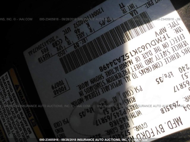 1FMDU63K15ZA34498 - 2005 FORD EXPLORER XLT/XLT SPORT/NBX 黑色 照片 9