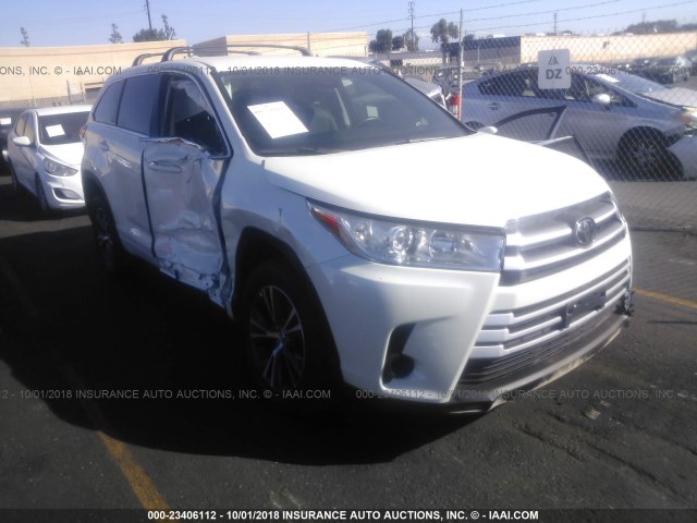 5TDZARFH4JS038836 - 2018 TOYOTA HIGHLANDER LE WHITE photo 1