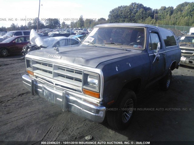 3B4GW12T7GM644562 - 1986 DODGE RAMCHARGER AW-100 GRAY photo 2