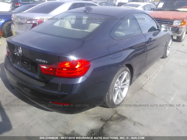 WBA3N7C54FK224557 - 2015 BMW 428 I Dark Blue photo 4