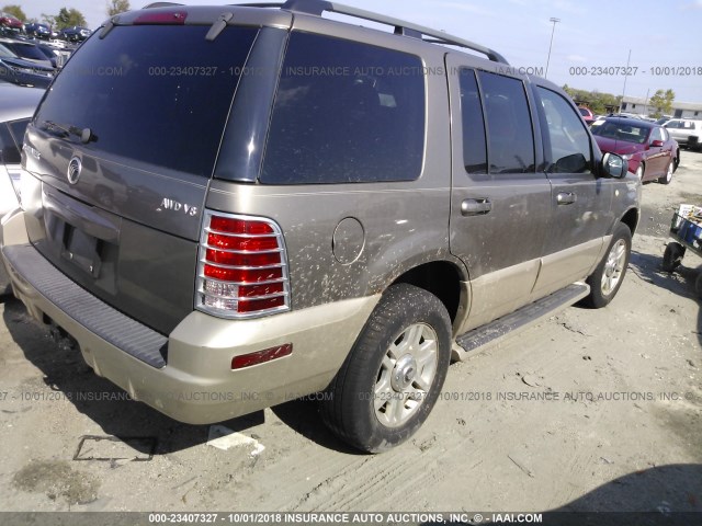 4M2ZU86W44UJ02741 - 2004 MERCURY MOUNTAINEER  Champagne photo 4