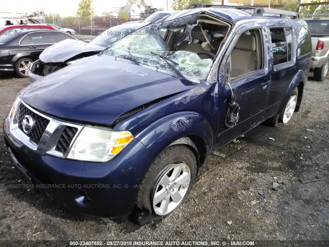 5N1AR18B98C657827 - 2008 NISSAN PATHFINDER S/LE/SE BLUE photo 2