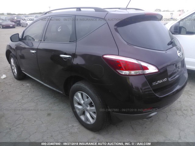 JN8AZ1MU3EW422205 - 2014 NISSAN Murano S/SL/SV/LE MAROON photo 3