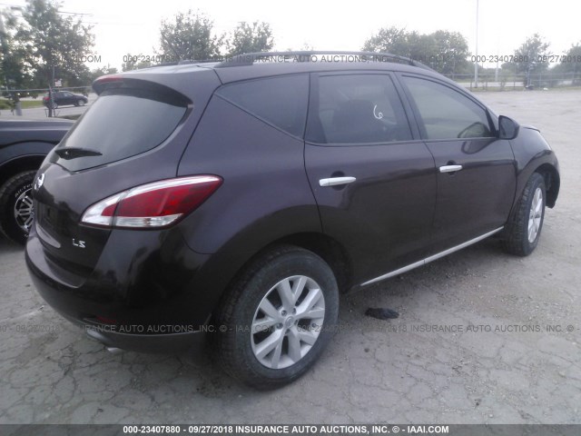 JN8AZ1MU3EW422205 - 2014 NISSAN Murano S/SL/SV/LE MAROON photo 4