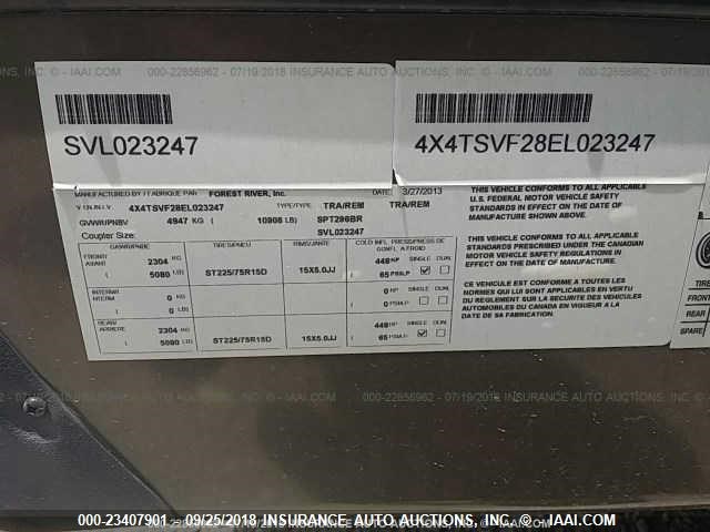 4X4TSVF28EL023247 - 2014 FOREST RIVER SURVEYOR SPORT  白色 照片 9