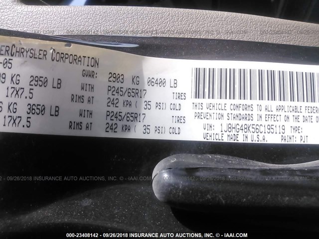 1J8HG48K56C195119 - 2006 JEEP COMMANDER Qara foto 9