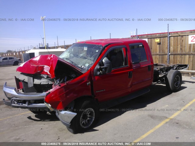 3FTSW31F01MA06374 - 2001 FORD F350 SRW SUPER DUTY RED photo 2