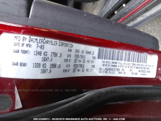 1J4GW48SX4C217824 - 2004 JEEP GRAND CHEROKEE LAREDO/COLUMBIA/FREEDOM 红色 照片 9