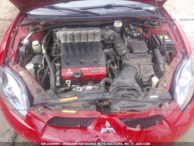 4A3AK34T96E001855 - 2006 MITSUBISHI ECLIPSE GT RED photo 10