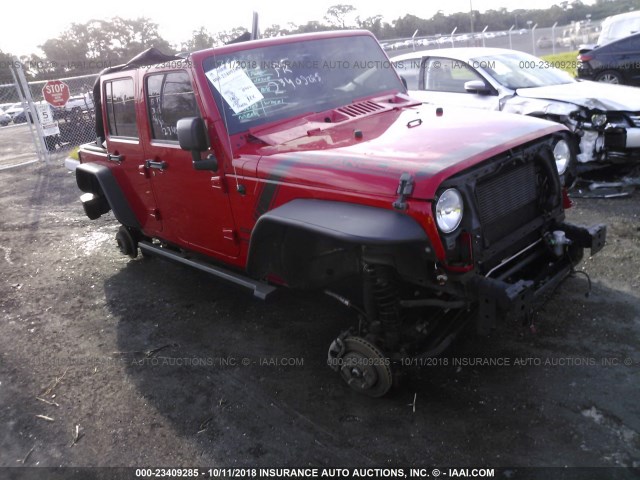 1C4BJWDG8EL198073 - 2014 JEEP WRANGLER UNLIMITE SPORT RED photo 1