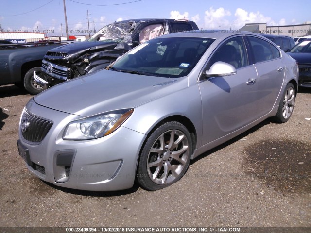 2G4GV5GV5C9194366 - 2012 BUICK REGAL GS SILVER photo 2