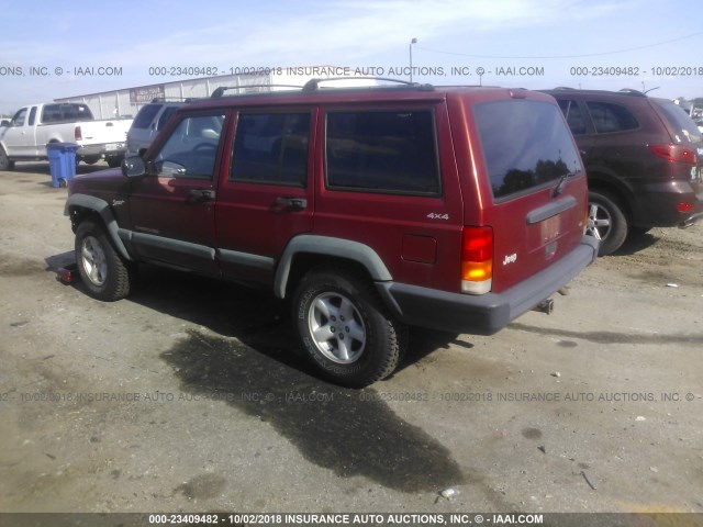 1J4FJ68SXWL203009 - 1998 JEEP CHEROKEE SPORT/CLASSIC RED photo 3