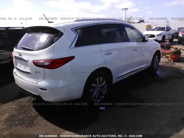 5N1AL0MM9DC304694 - 2013 INFINITI JX35 WHITE photo 4