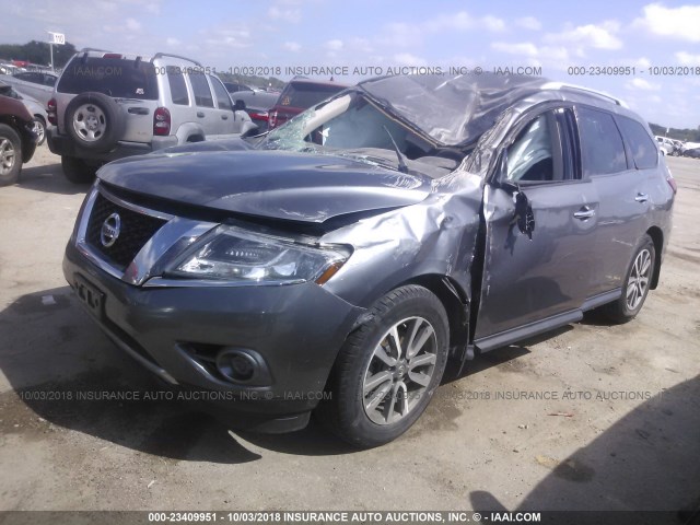 5N1AR2MN2FC659342 - 2015 NISSAN PATHFINDER S/SV/SL/PLATINUM GRAY photo 2