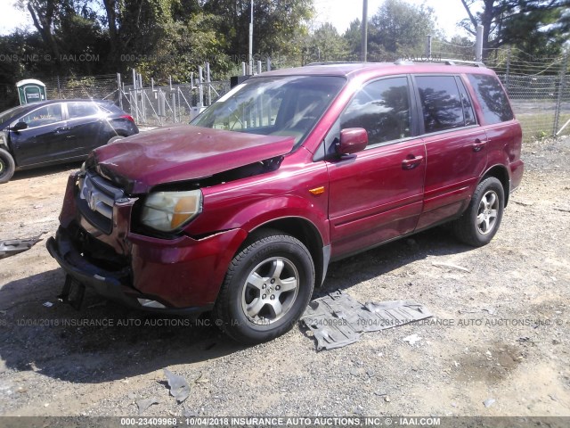 5FNYF18576B020375 - 2006 HONDA PILOT EX RED photo 2