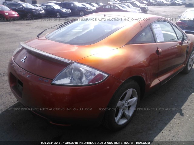 4A3AK34T57E011882 - 2007 MITSUBISHI ECLIPSE GT ORANGE photo 4