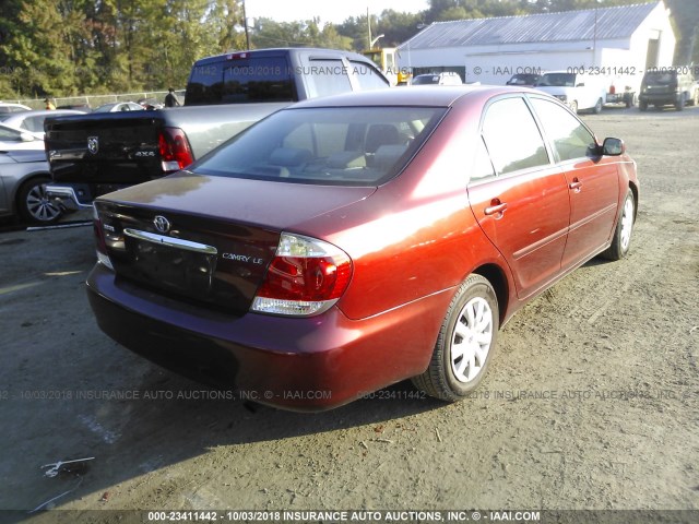 4T1BE32K95U076905 - 2005 TOYOTA CAMRY LE/XLE/SE Қызыл фото 4