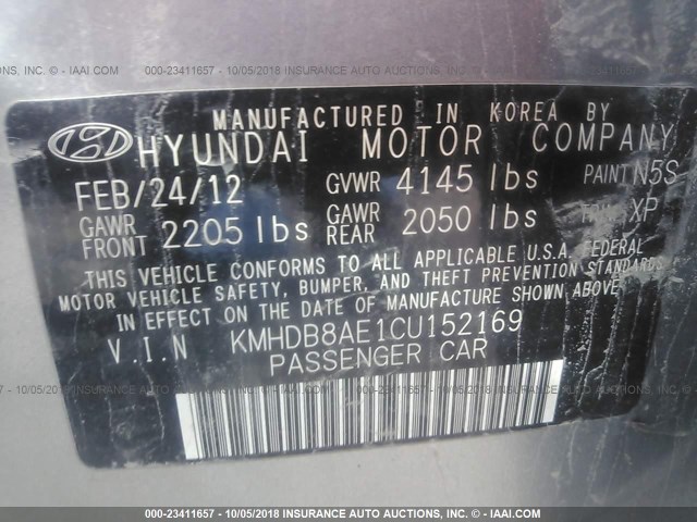 KMHDB8AE1CU152169 - 2012 HYUNDAI ELANTRA TOURING GLS GRAY photo 9