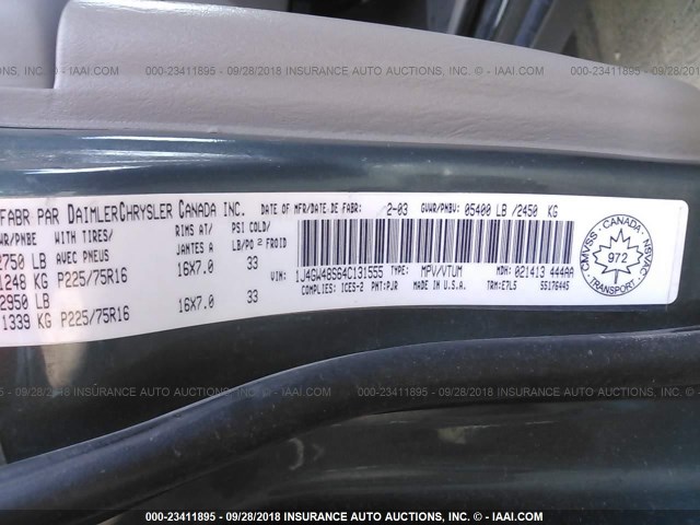 1J4GW48S64C131555 - 2004 JEEP GRAND CHEROKEE LAREDO/COLUMBIA/FREEDOM 绿色 照片 9