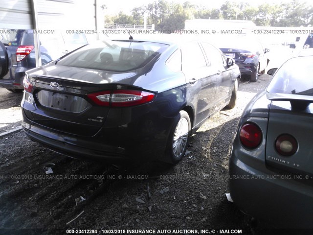 3FA6P0LU8ER285452 - 2014 FORD FUSION SE HYBRID BLACK photo 4