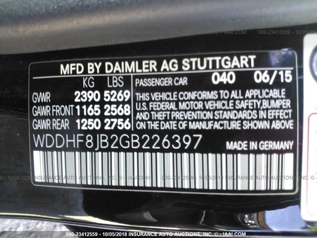 WDDHF8JB2GB226397 - 2016 MERCEDES-BENZ E 350 4MATIC BLACK photo 9