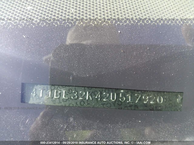 4T1BE32K42U517920 - 2002 TOYOTA CAMRY LE/XLE/SE Сұр фото 9