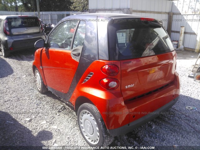 WMEEJ31X18K164603 - 2008 SMART FORTWO PURE/PASSION ORANGE photo 3