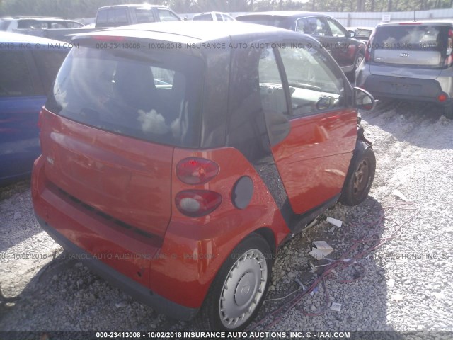 WMEEJ31X18K164603 - 2008 SMART FORTWO PURE/PASSION ORANGE photo 4