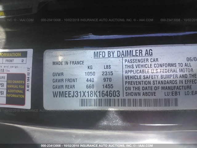 WMEEJ31X18K164603 - 2008 SMART FORTWO PURE/PASSION ORANGE photo 9