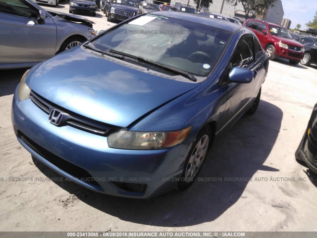 2HGFG12678H567473 - 2008 HONDA CIVIC LX BLUE photo 2