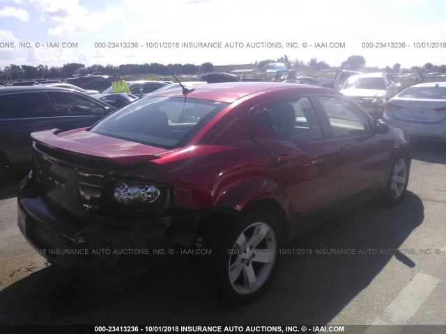 1C3CDZBG6DN562708 - 2013 DODGE AVENGER R/T RED photo 4