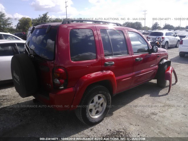 1J8GL58K44W161908 - 2004 JEEP LIBERTY LIMITED RED photo 4