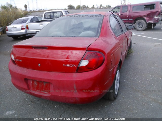 1B3ES46C01D208917 - 2001 DODGE NEON SE/ES RED photo 4